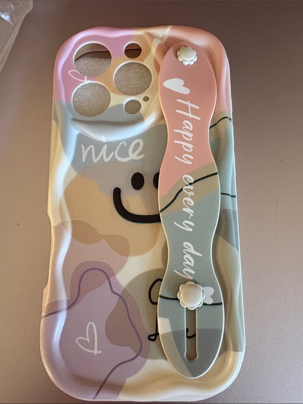 Silicone Phone Case with Strap - Pink, Cream & Pastel